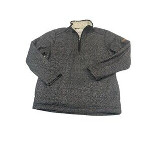 Orvis Sweatshirt Mens Medium Black Snap Collar 1/4 Zip Fleece Lined